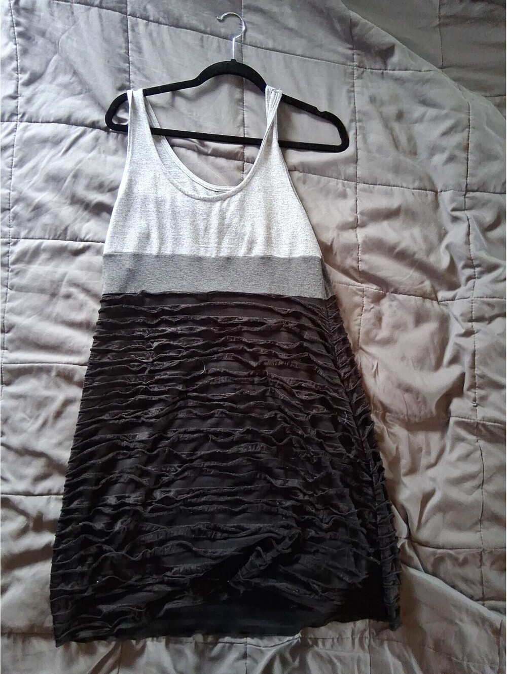 Dots SleevelessMaxi Dress- Gray Black-SZ Xl D2